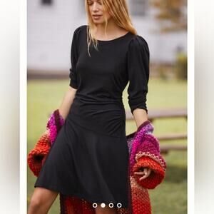 Daily Practice Anthropologie Ruched Sides Black Long Sleeve Mini Dress Medium